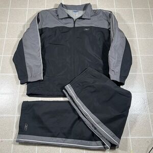 Vintage Y2K Reebok Warm-Up Track Suit Jacket Pants Mens Size XXL Black/Grey